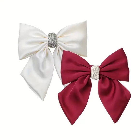 Elegant Red Bow Hair Clip. Christmas Red Bow Hair Accessories. ?